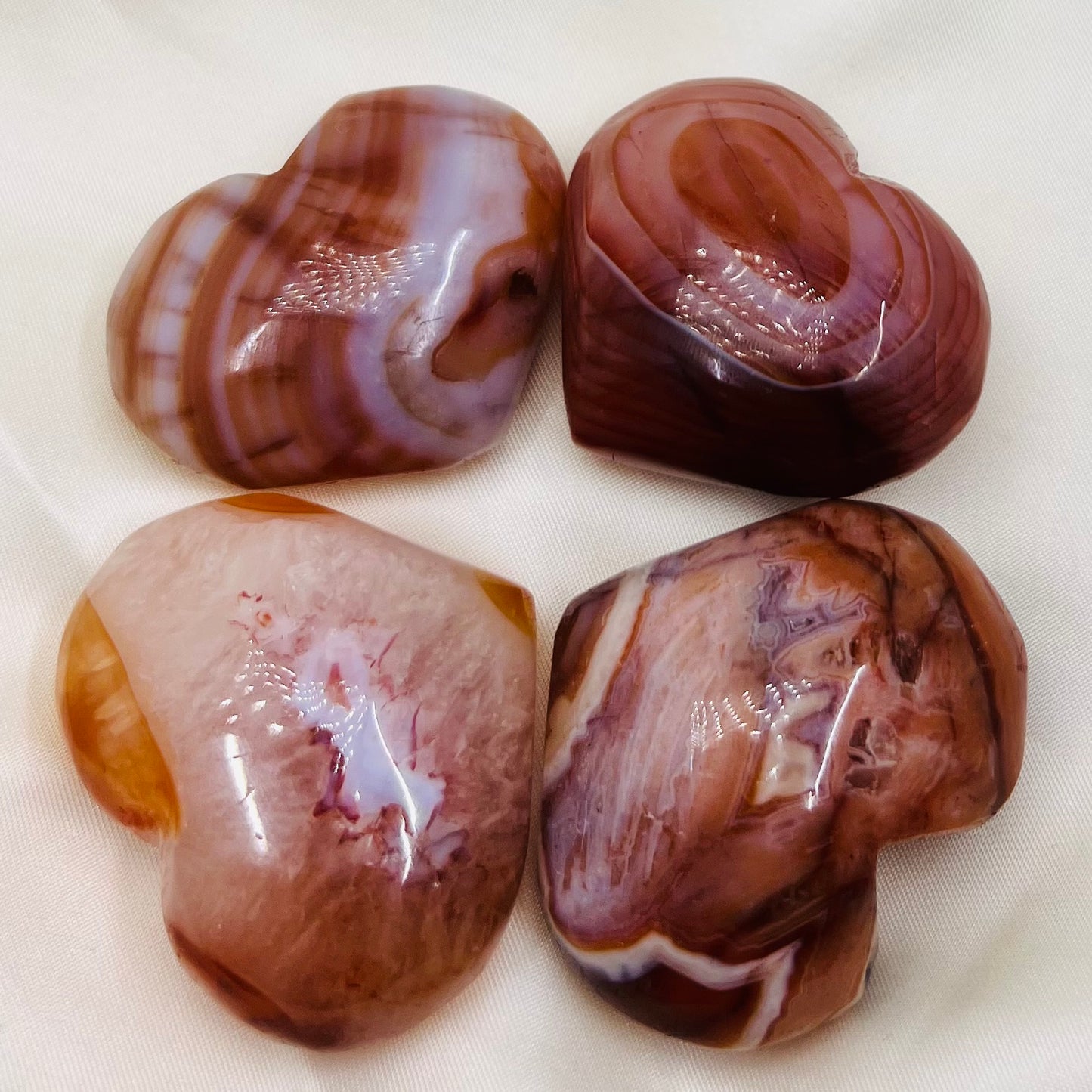 Carnelian Hearts Crystal Carvings Australian Seller