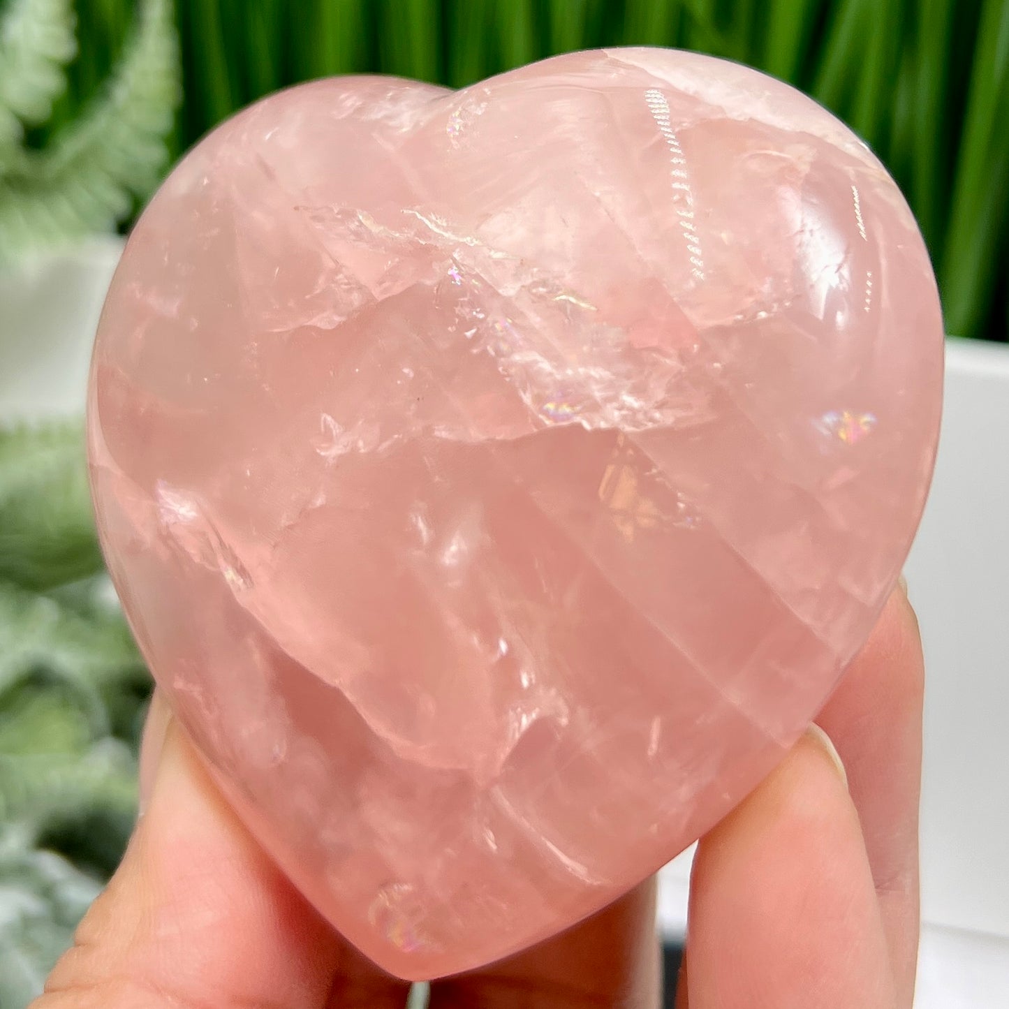 Rose Quartz Heart with Stand High Quality Translucent Crystal 226g