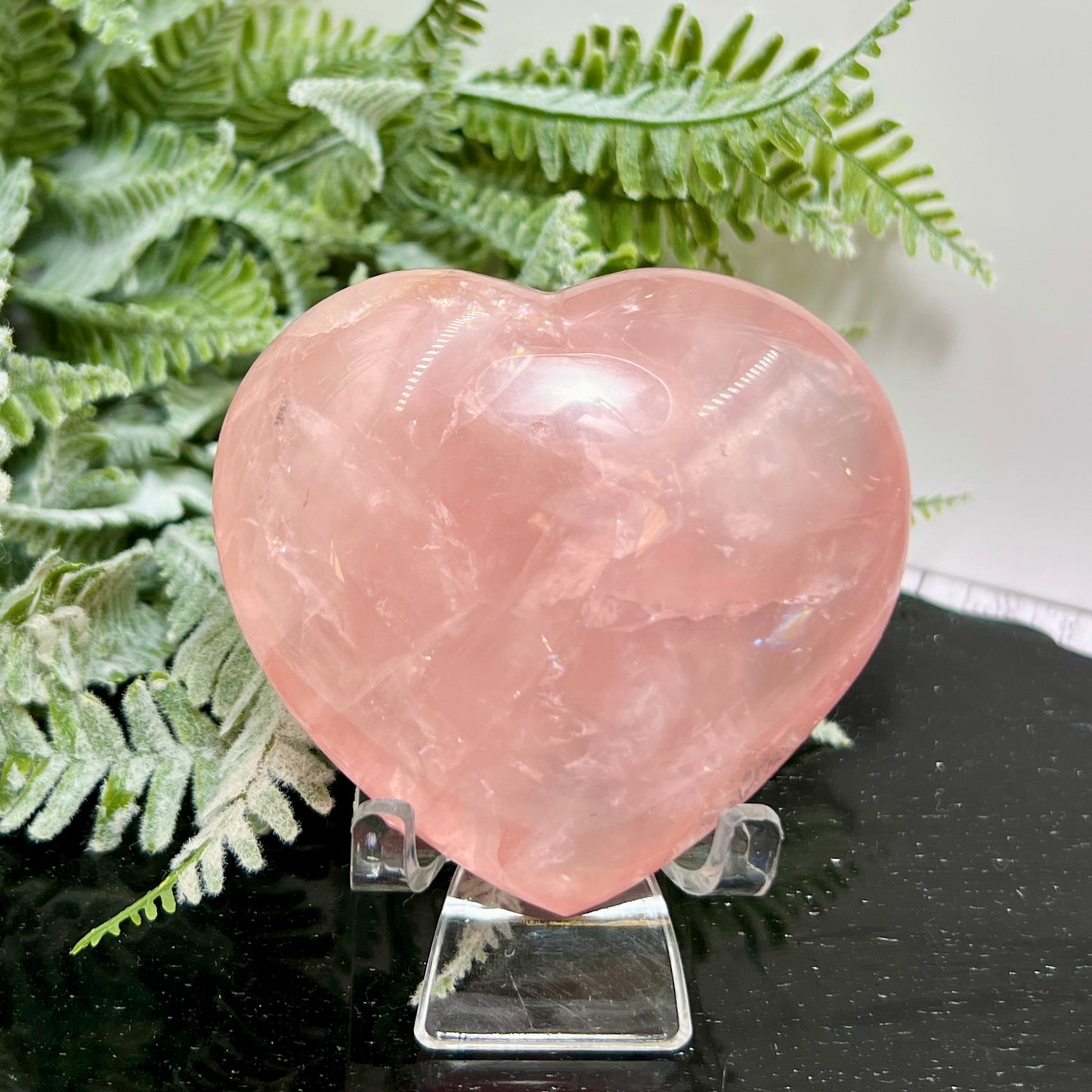 Rose Quartz Heart with Stand High Quality Translucent Crystal 226g