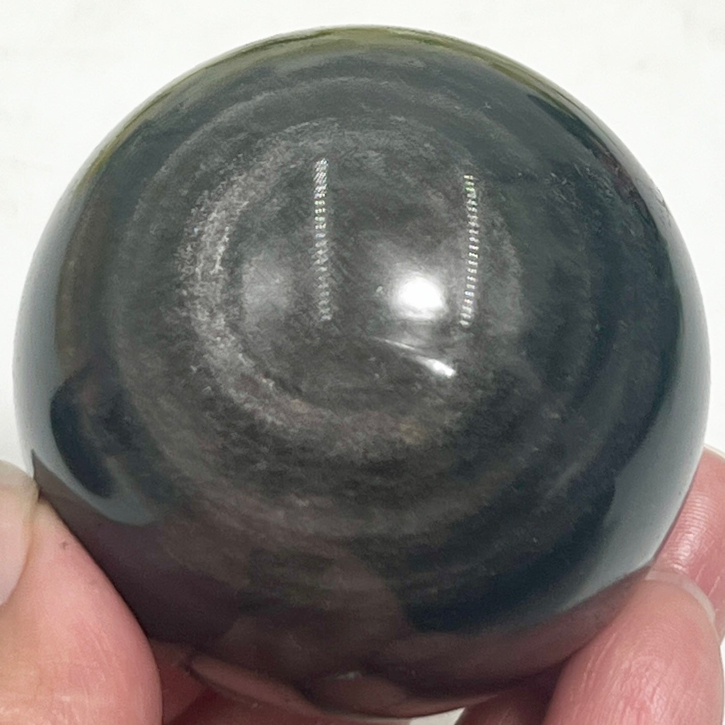 Silver Sheen Obsidian Sphere Healing Crystal Ball 230g 56mm