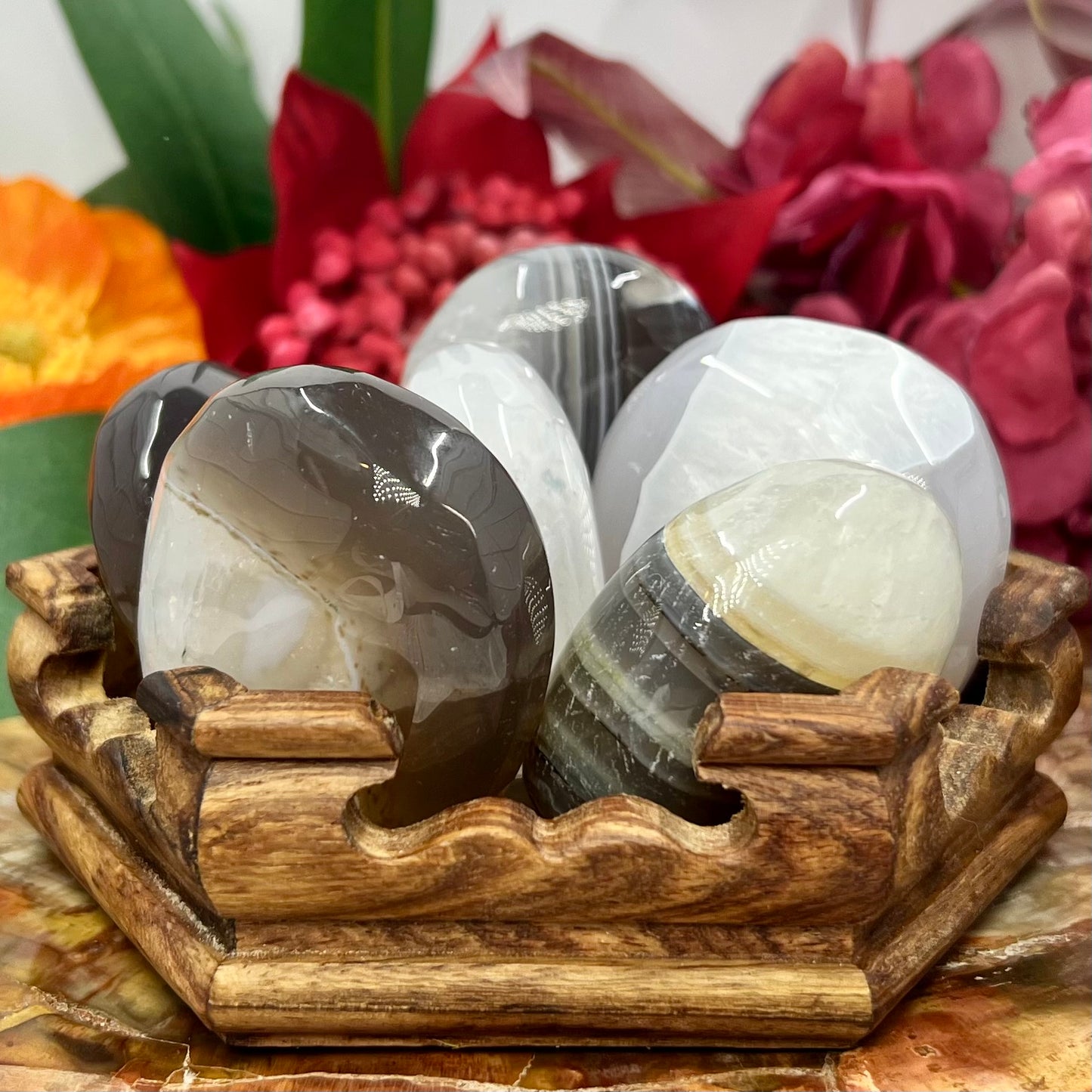 Agate with Quartz Palm Stones Meditation Crystal Australian Seller