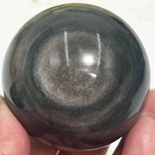 Silver Sheen Obsidian Sphere Healing Crystal Ball 230g 56mm