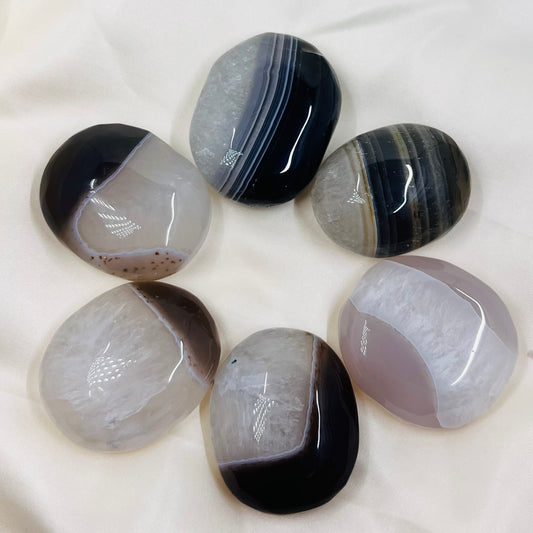 Agate with Quartz Palm Stones Meditation Crystal Australian Seller