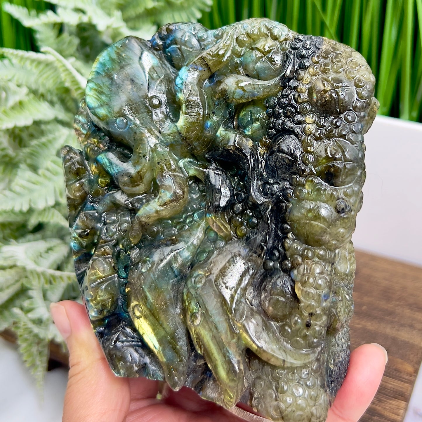 Labradorite Sea Ocean Creatures Healing Hand Carved Crystal Carving 908g