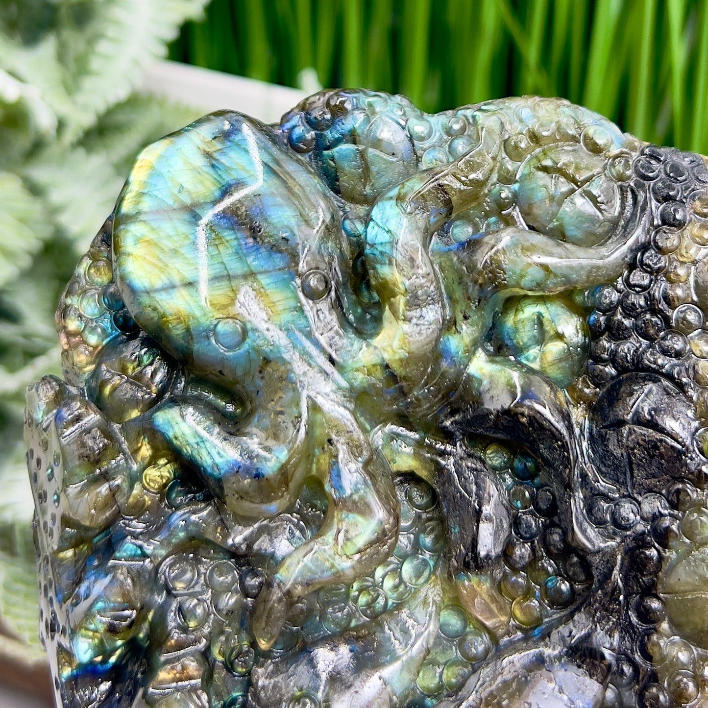 Labradorite Sea Ocean Creatures Healing Hand Carved Crystal Carving 908g