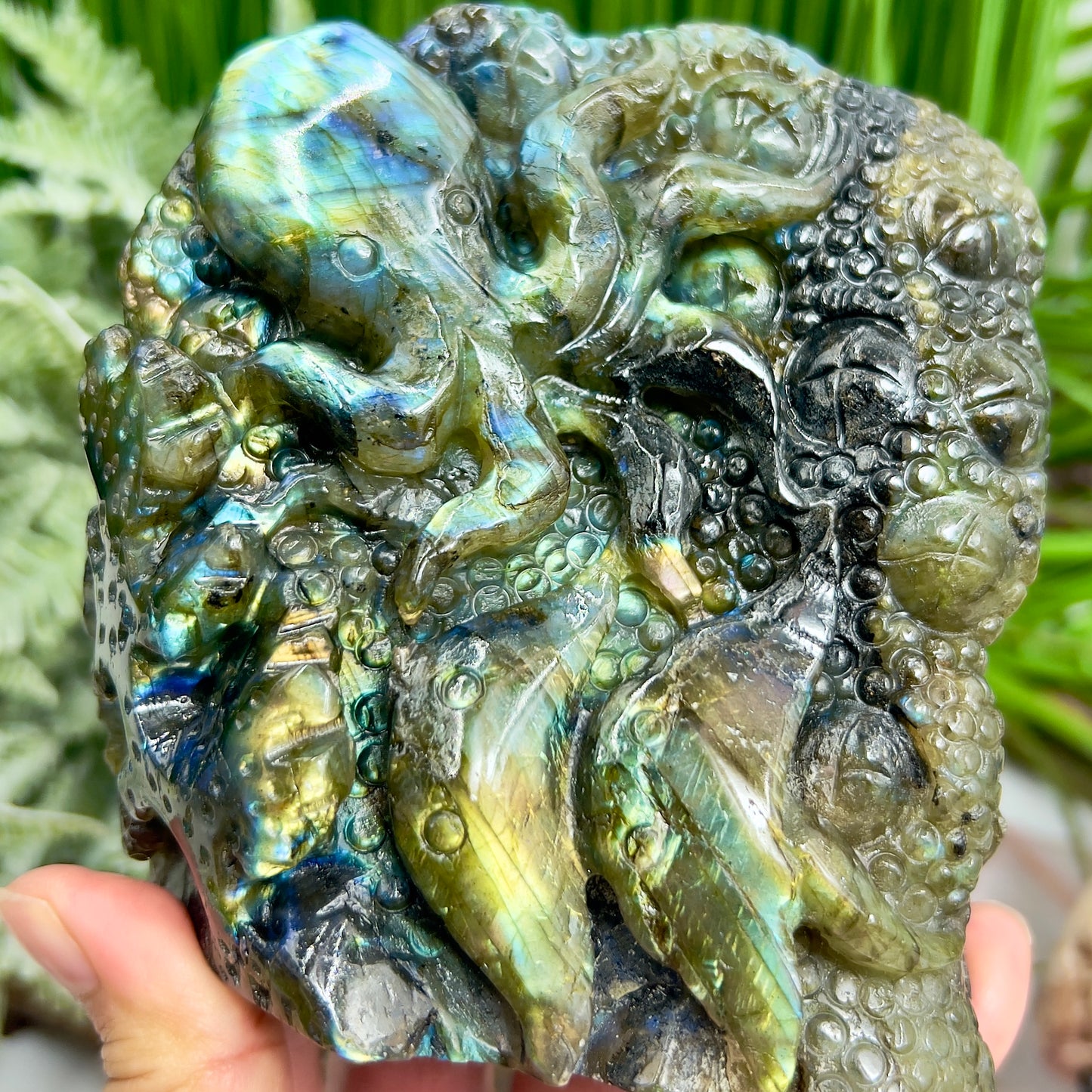 Labradorite Sea Ocean Creatures Healing Hand Carved Crystal Carving 908g