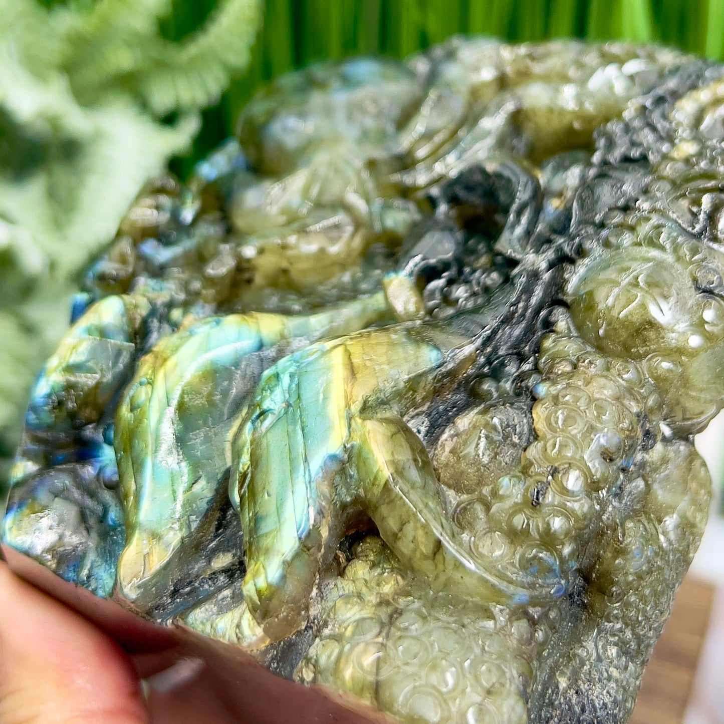 Labradorite Sea Ocean Creatures Healing Hand Carved Crystal Carving 908g