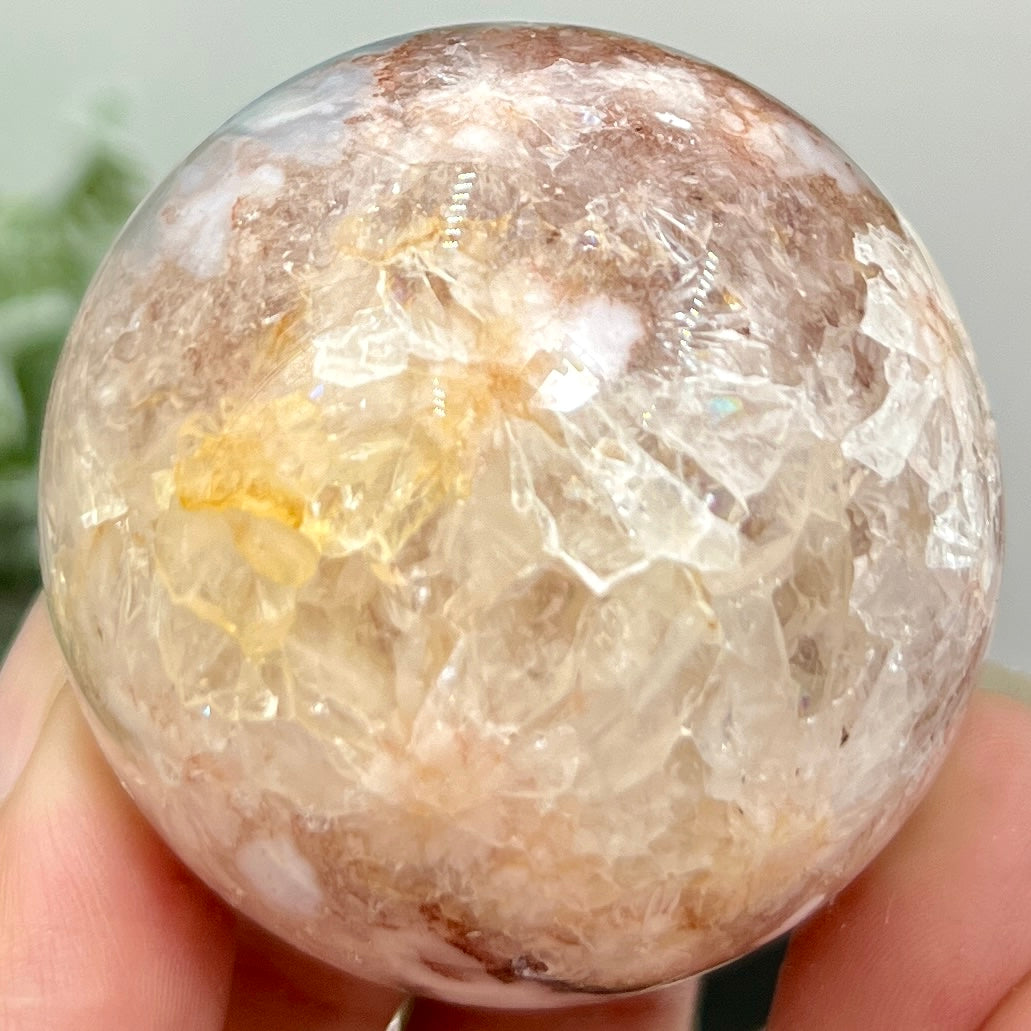 Pink Amethyst Flower Agate Sphere Crystal Ball 188g 52mm