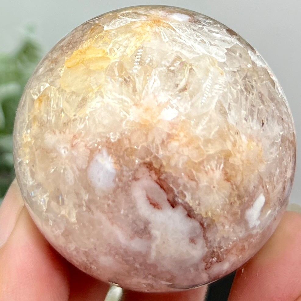 Pink Amethyst Flower Agate Sphere Crystal Ball 188g 52mm