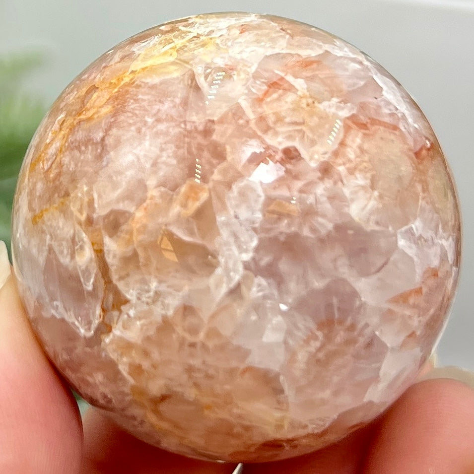 Pink Amethyst Flower Agate Sphere Crystal Ball 132g 46mm