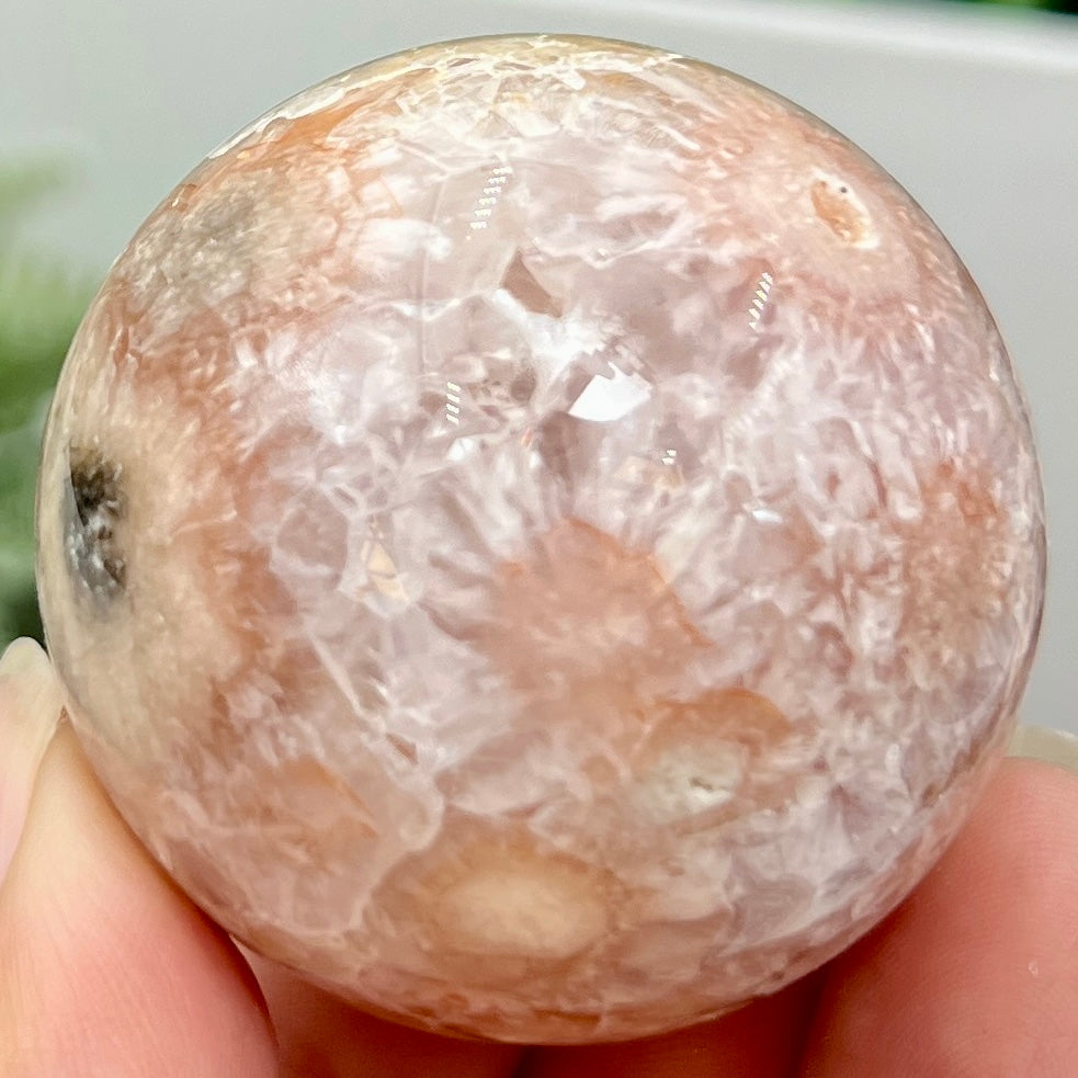 Pink Amethyst Flower Agate Sphere Crystal Ball 132g 46mm