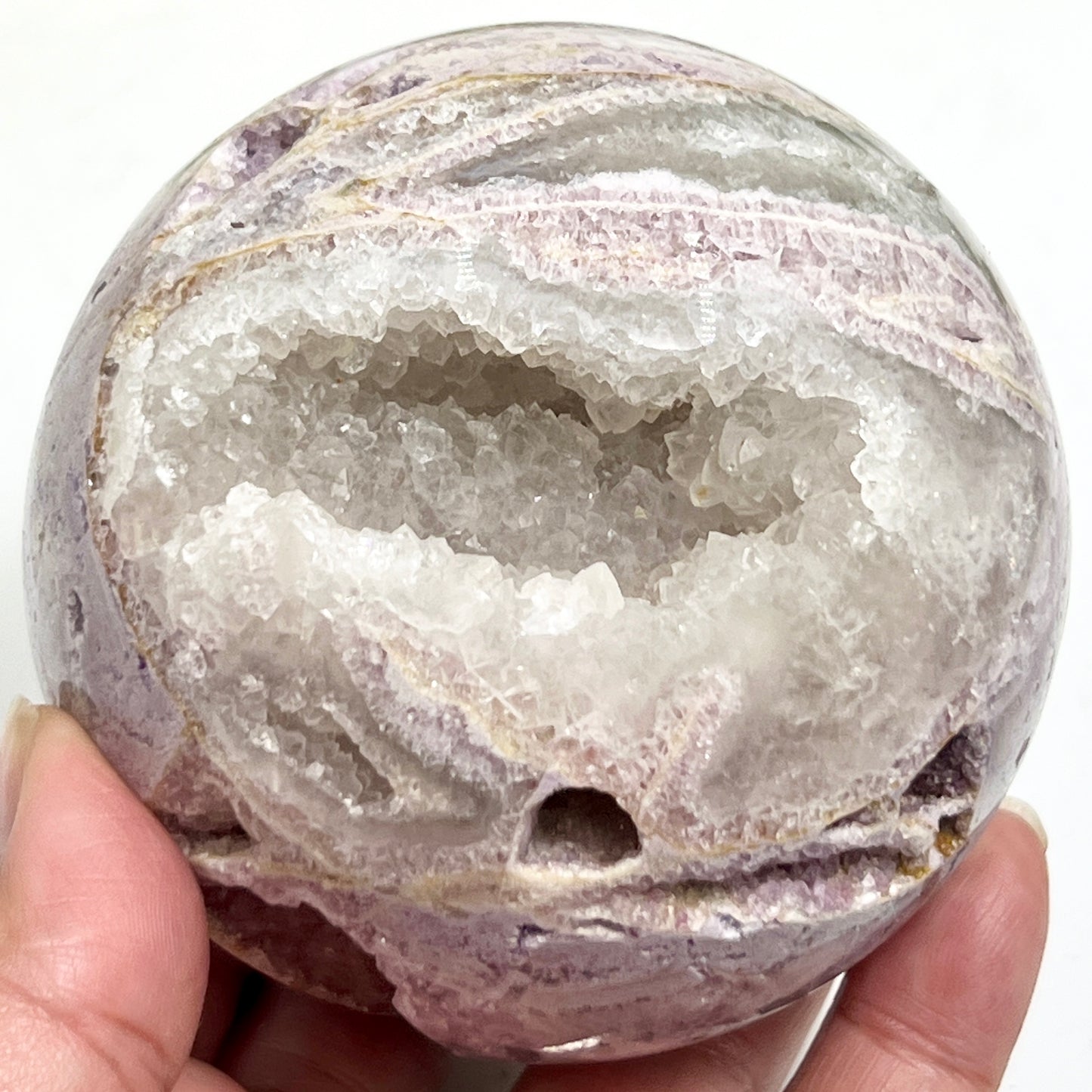 Silky Purple Fluorite Sphere Healing Crystal Ball 943g 85mm