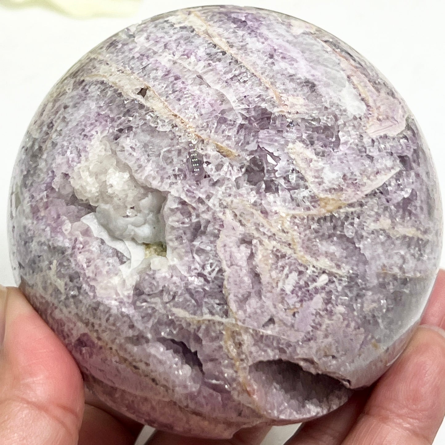 Silky Purple Fluorite Sphere Healing Crystal Ball 943g 85mm