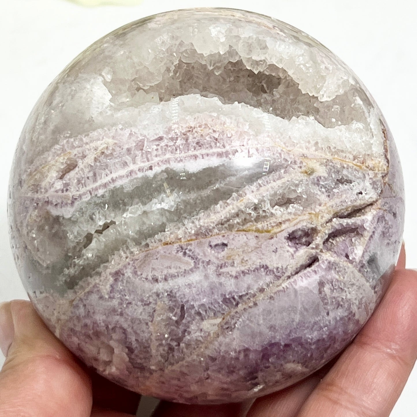 Silky Purple Fluorite Sphere Healing Crystal Ball 943g 85mm