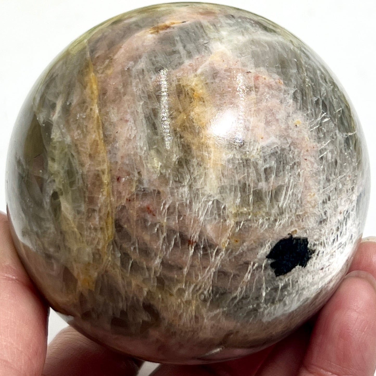 Black Moonstone Sphere Healing Crystal Ball 619g 76mm