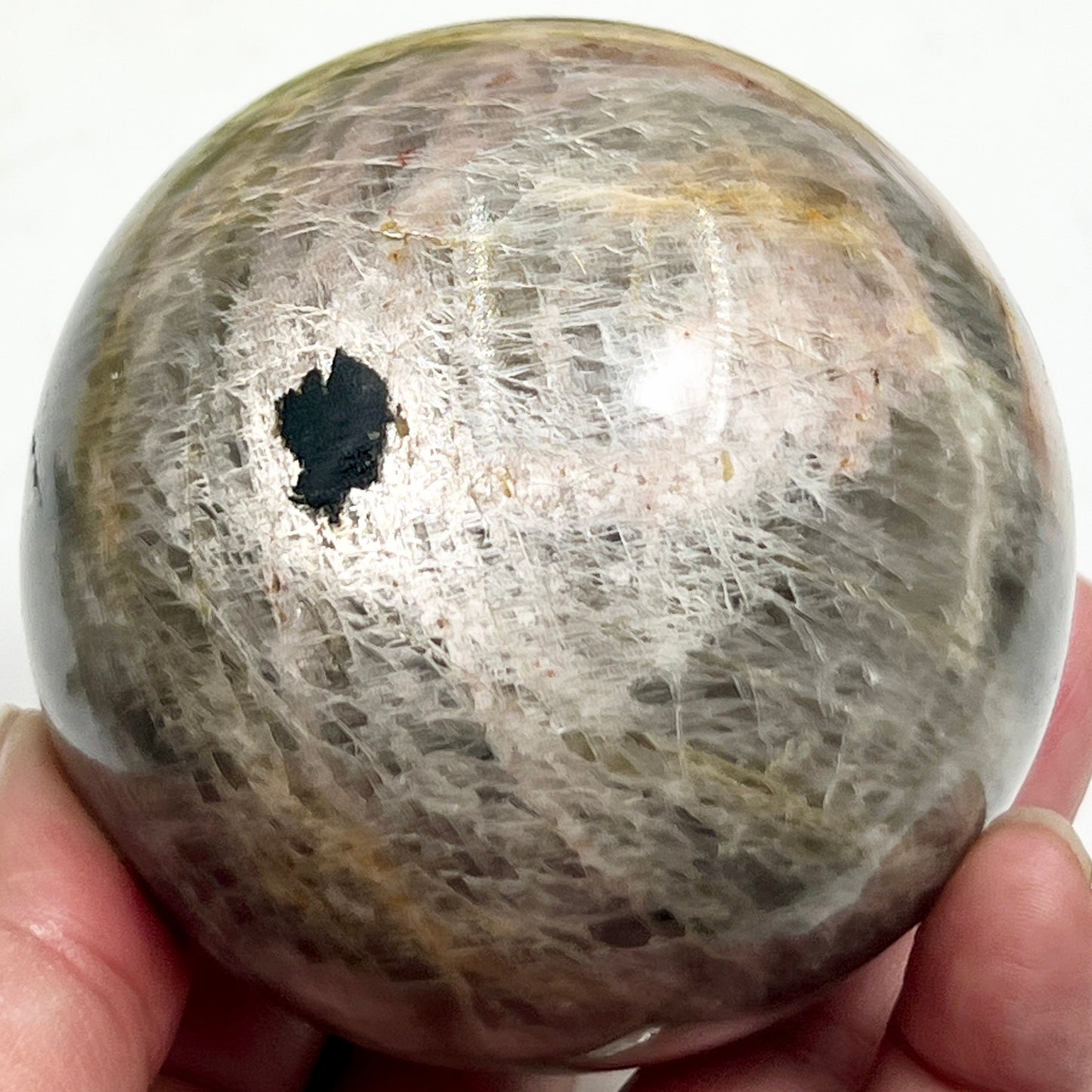 Black Moonstone Sphere Healing Crystal Ball 619g 76mm