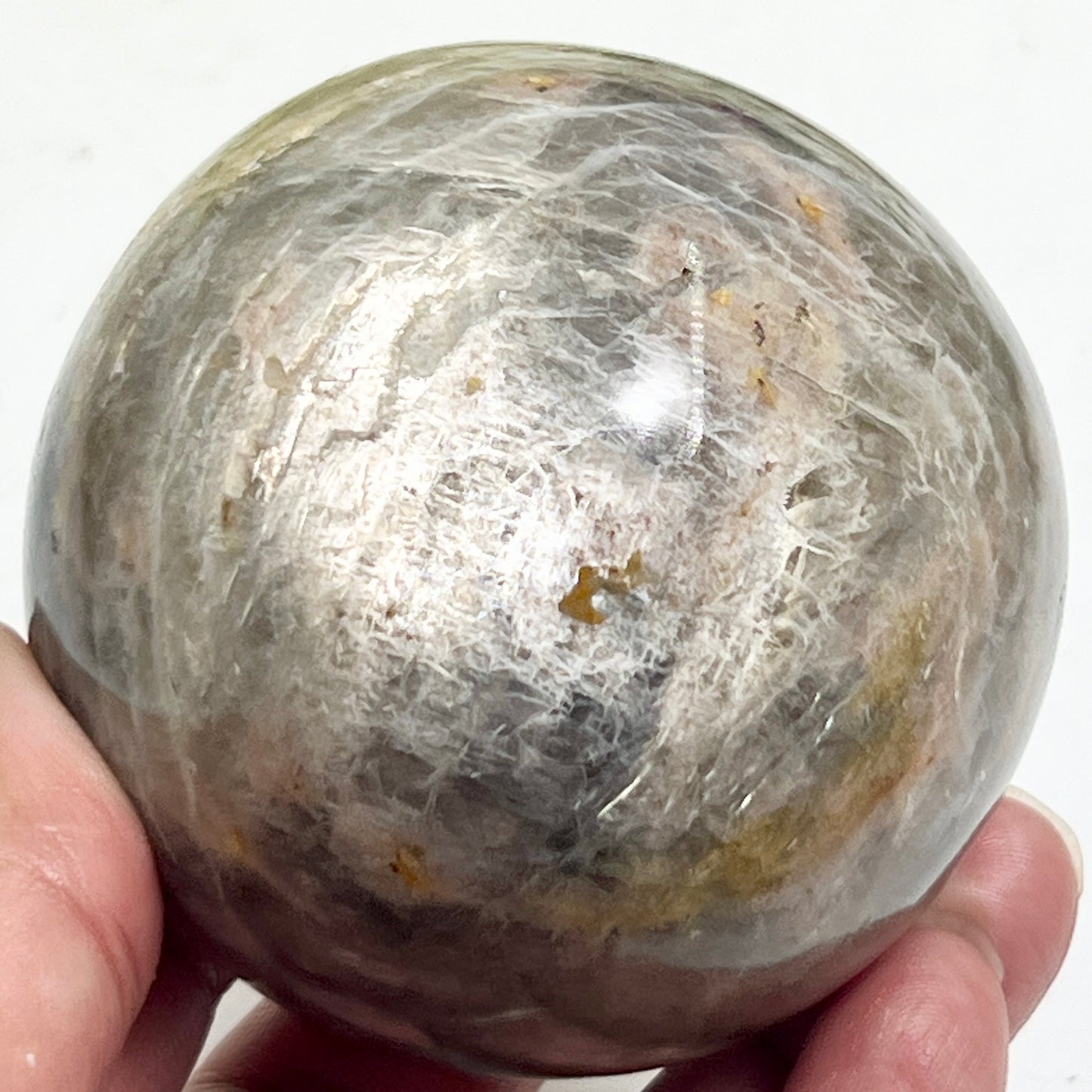 Black Moonstone Sphere Healing Crystal Ball 428g 68mm