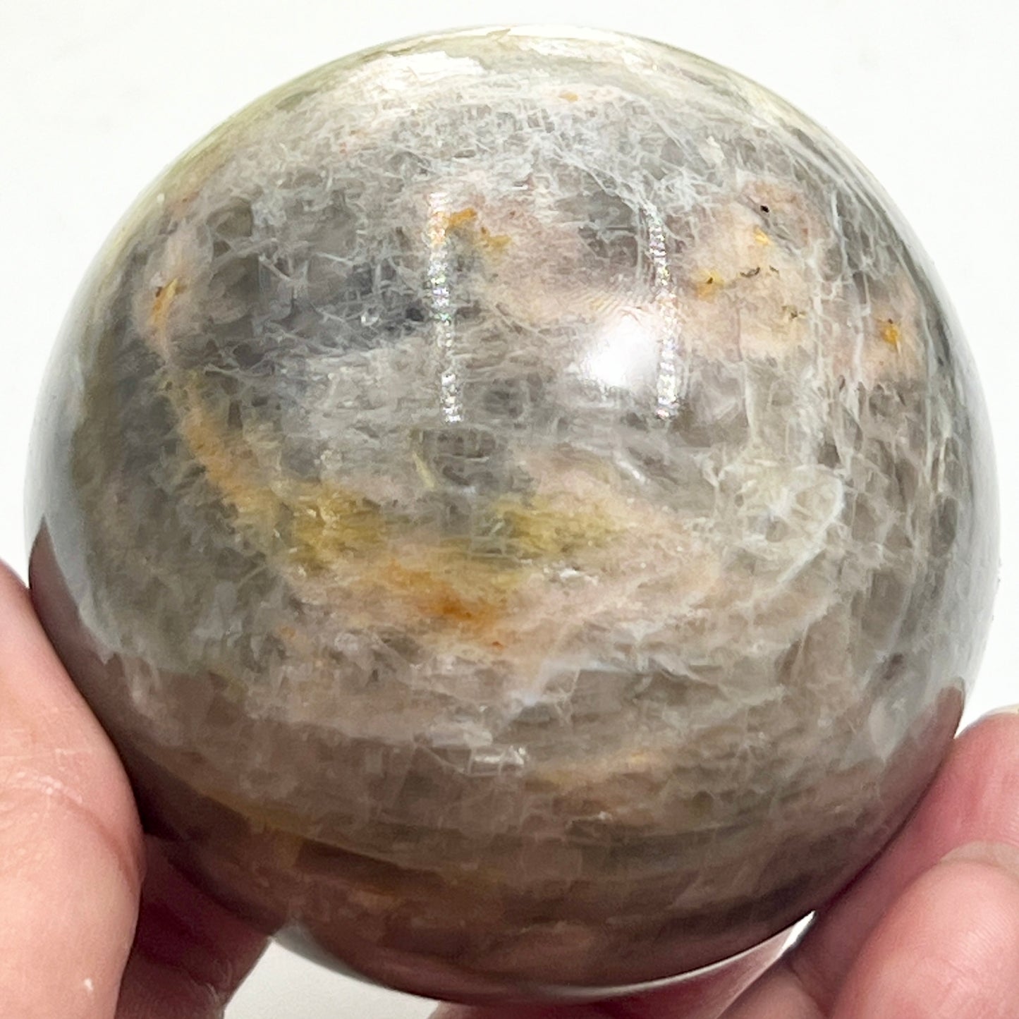 Black Moonstone Sphere Healing Crystal Ball 428g 68mm