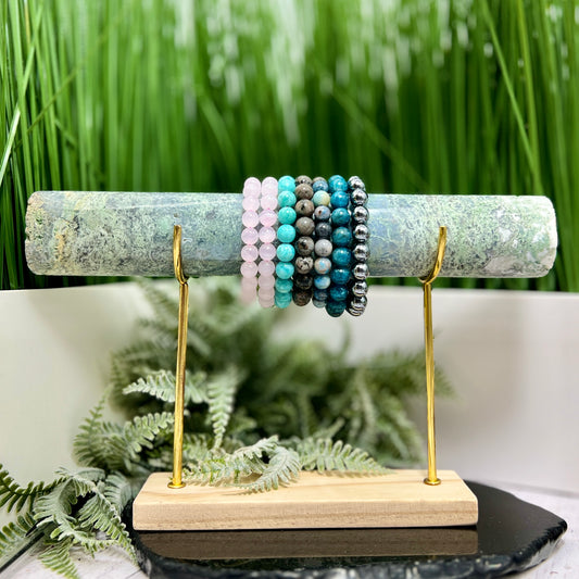 Moss Agate Bracelet Bangle Holder Crystal Gemstone Jewellery Stand