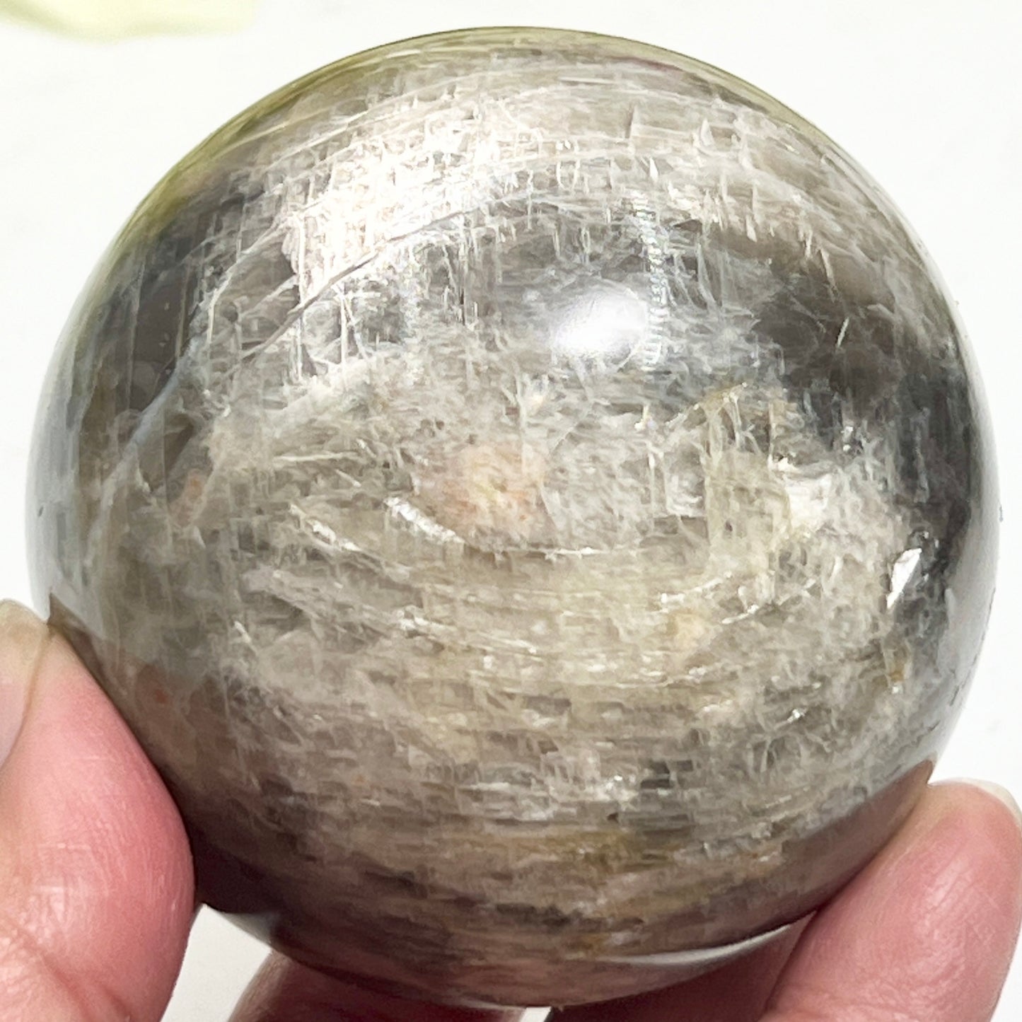 Black Moonstone Sphere Healing Crystal Ball 428g 68mm