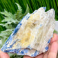 Blue Kyanite and Garnet Inclusion With Stand Natural Raw Specimen Crystal 534g