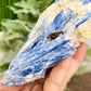 Blue Kyanite and Garnet Inclusion With Stand Natural Raw Specimen Crystal 534g