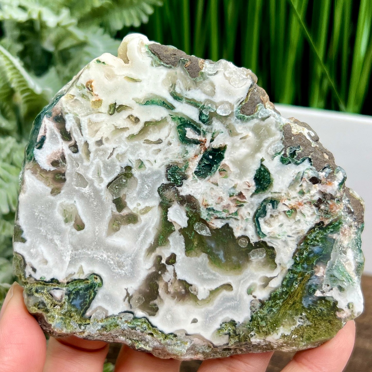 Moss Agate Slice Specimen Crystal Slab 292g