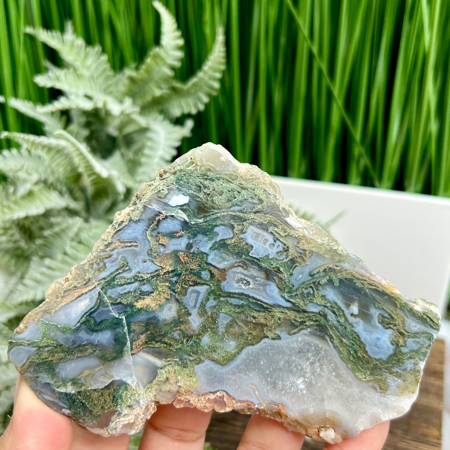 Moss Agate Slice Specimen Crystal Slab 256g