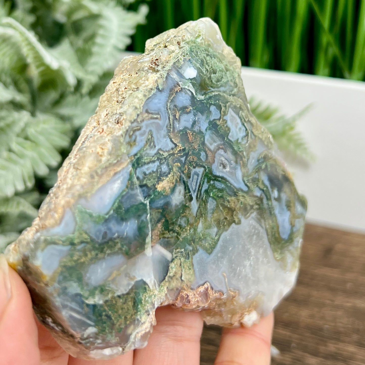 Moss Agate Slice Specimen Crystal Slab 256g