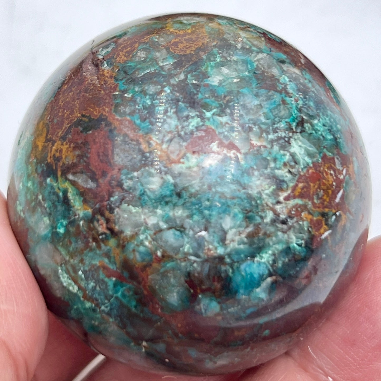 Chrysocolla Malachite Turquoise Azurite Sphere Healing Crystal Ball 181g 49mm