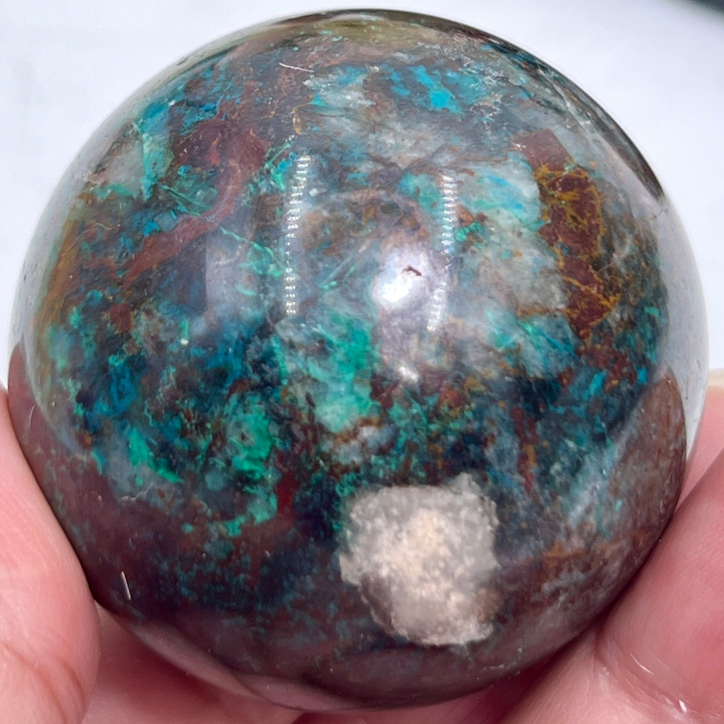 Chrysocolla Malachite Turquoise Azurite Sphere Healing Crystal Ball 181g 49mm