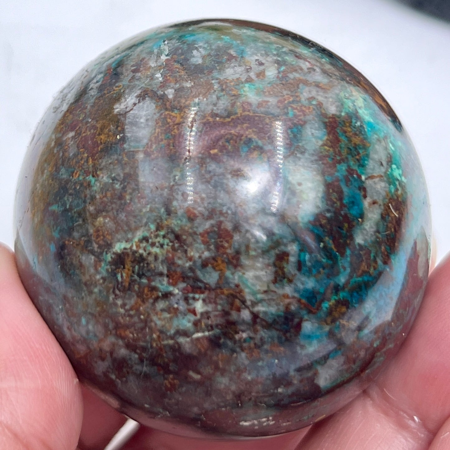 Chrysocolla Malachite Turquoise Azurite Sphere Healing Crystal Ball 181g 49mm