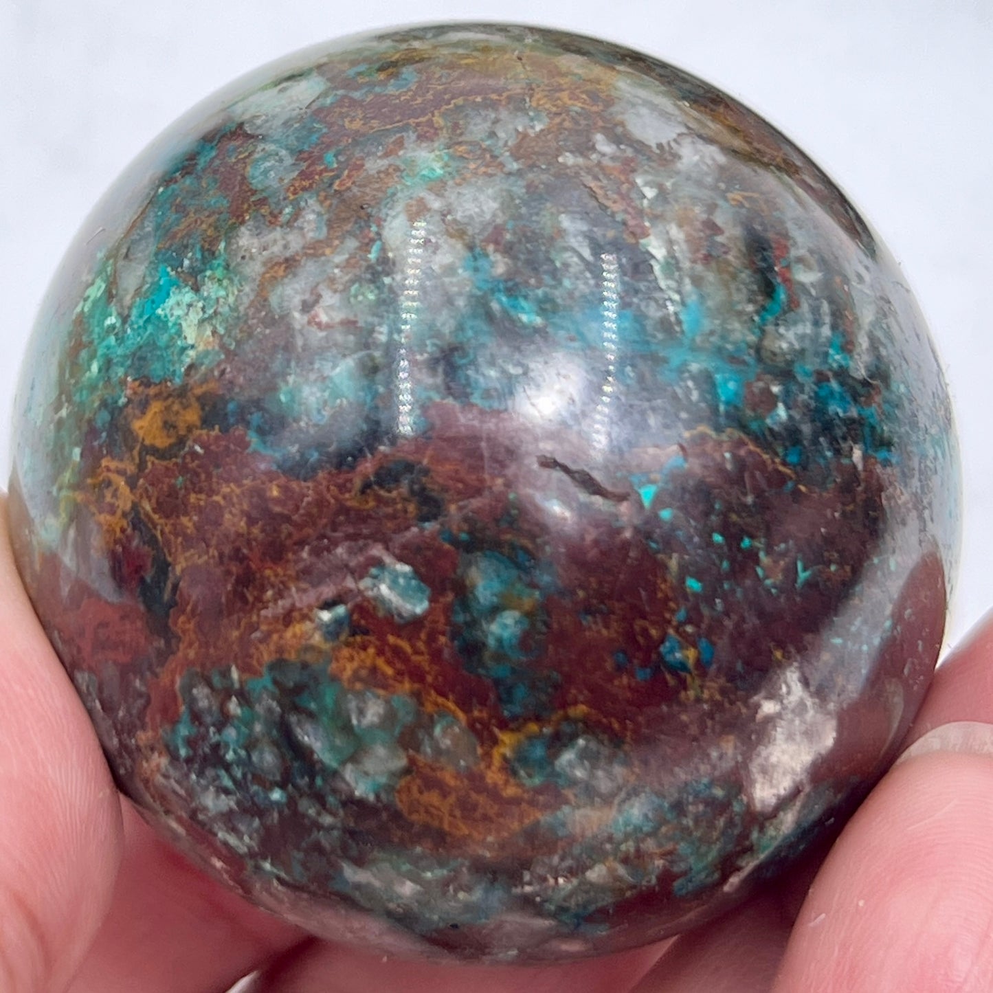 Chrysocolla Malachite Turquoise Azurite Sphere Healing Crystal Ball 181g 49mm