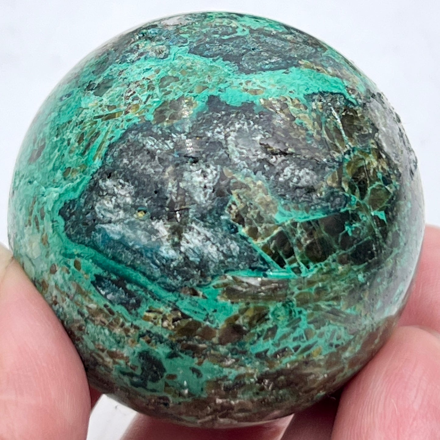 Chrysocolla Malachite Turquoise Azurite Sphere Healing Crystal Ball 153g 47mm