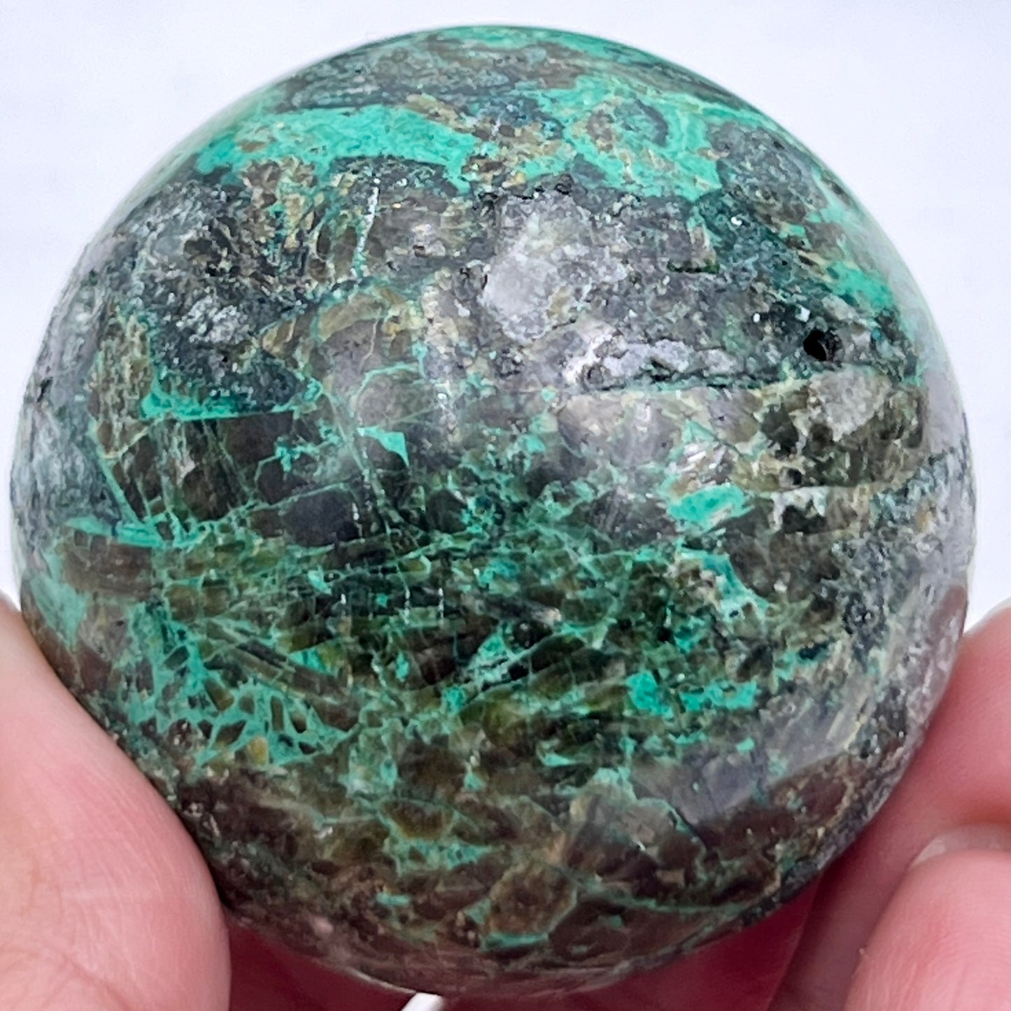 Chrysocolla Malachite Turquoise Azurite Sphere Healing Crystal Ball 153g 47mm