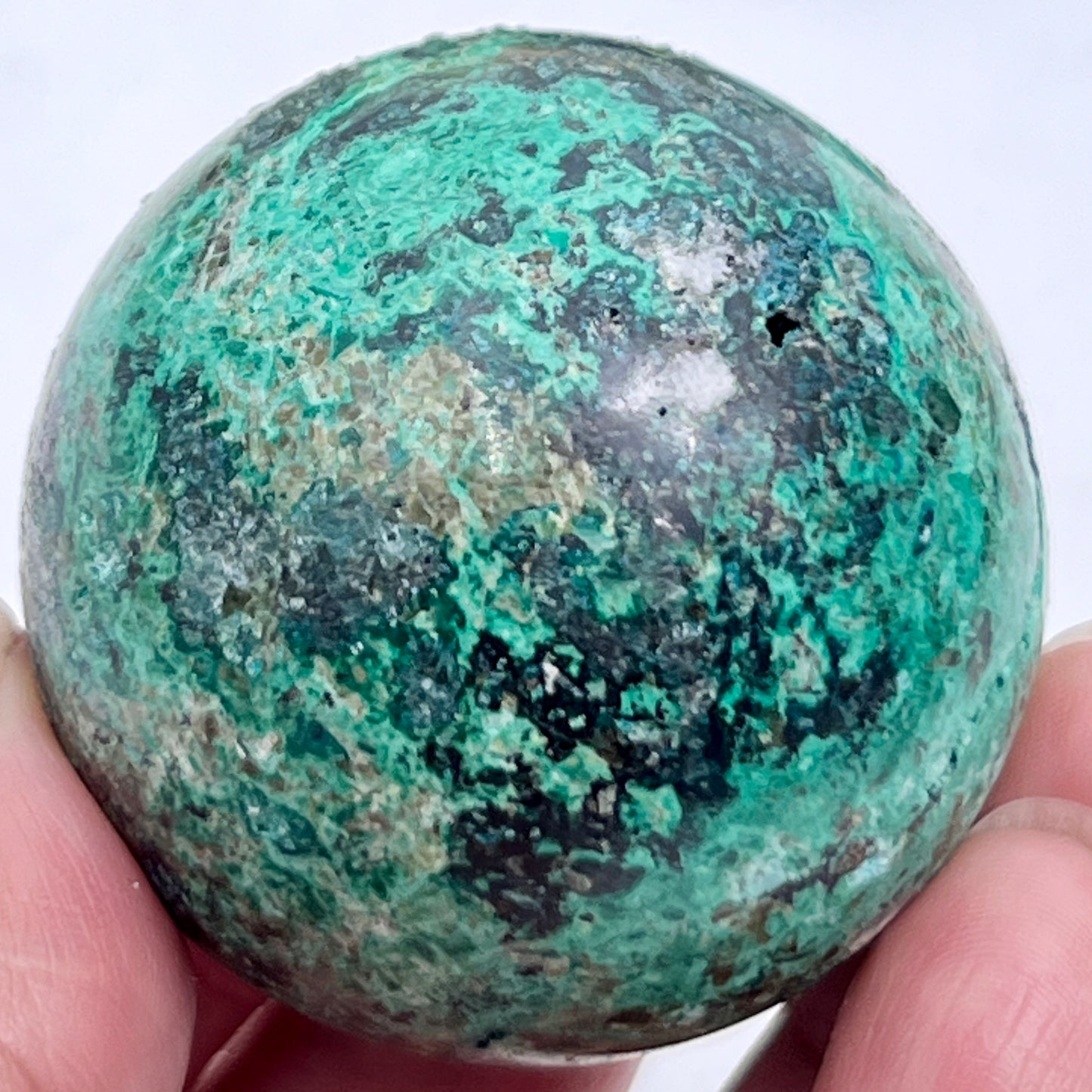 Chrysocolla Malachite Turquoise Azurite Sphere Healing Crystal Ball 153g 47mm