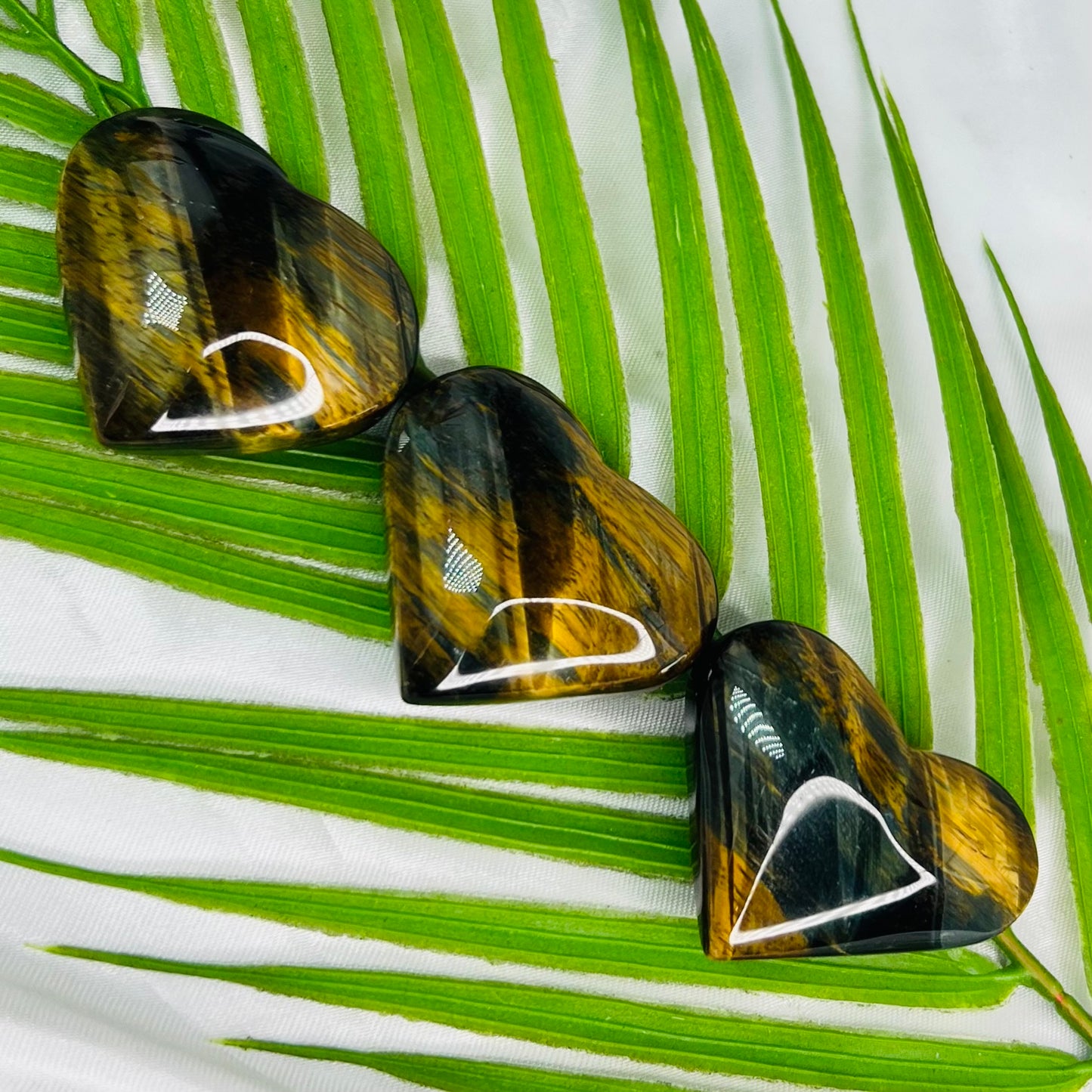 Blue Tigers Eye Hearts Crystal Carvings