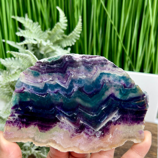 Rainbow Fluorite Slice Crystal Specimen Slab 220g