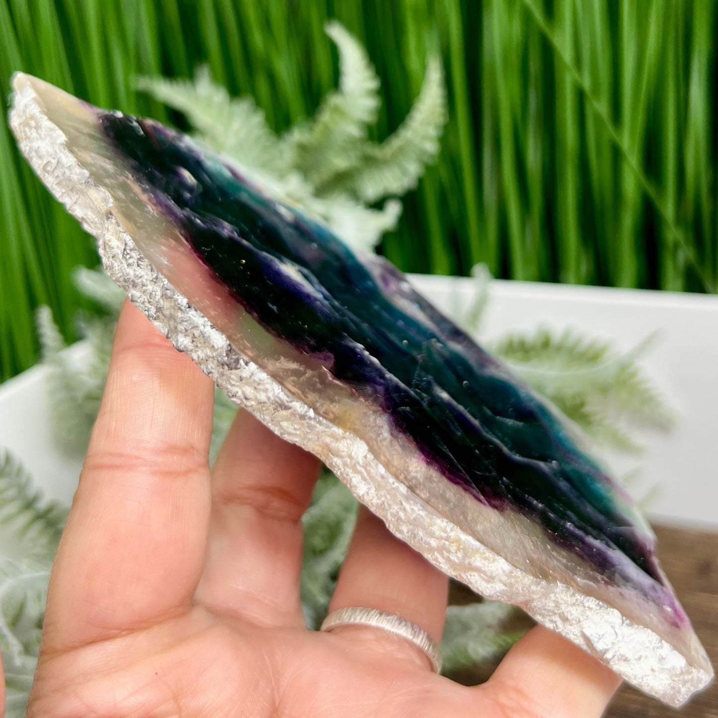 Rainbow Fluorite Slice Crystal Specimen Slab 246g