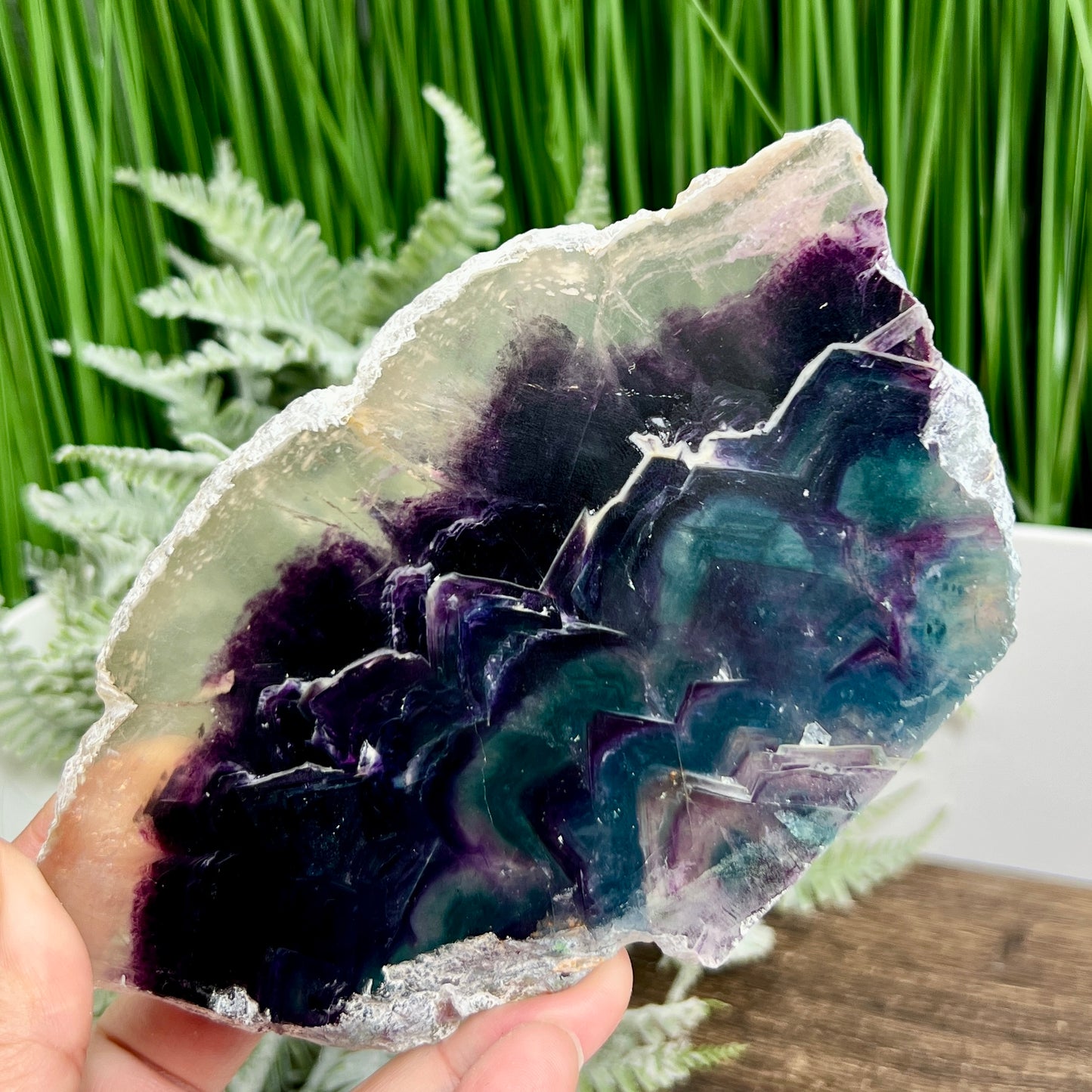 Rainbow Fluorite Slice Crystal Specimen Slab 246g