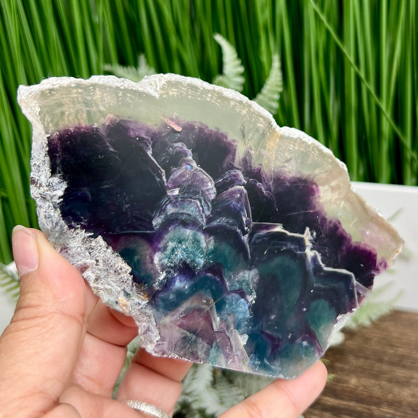 Rainbow Fluorite Slice Crystal Specimen Slab 246g