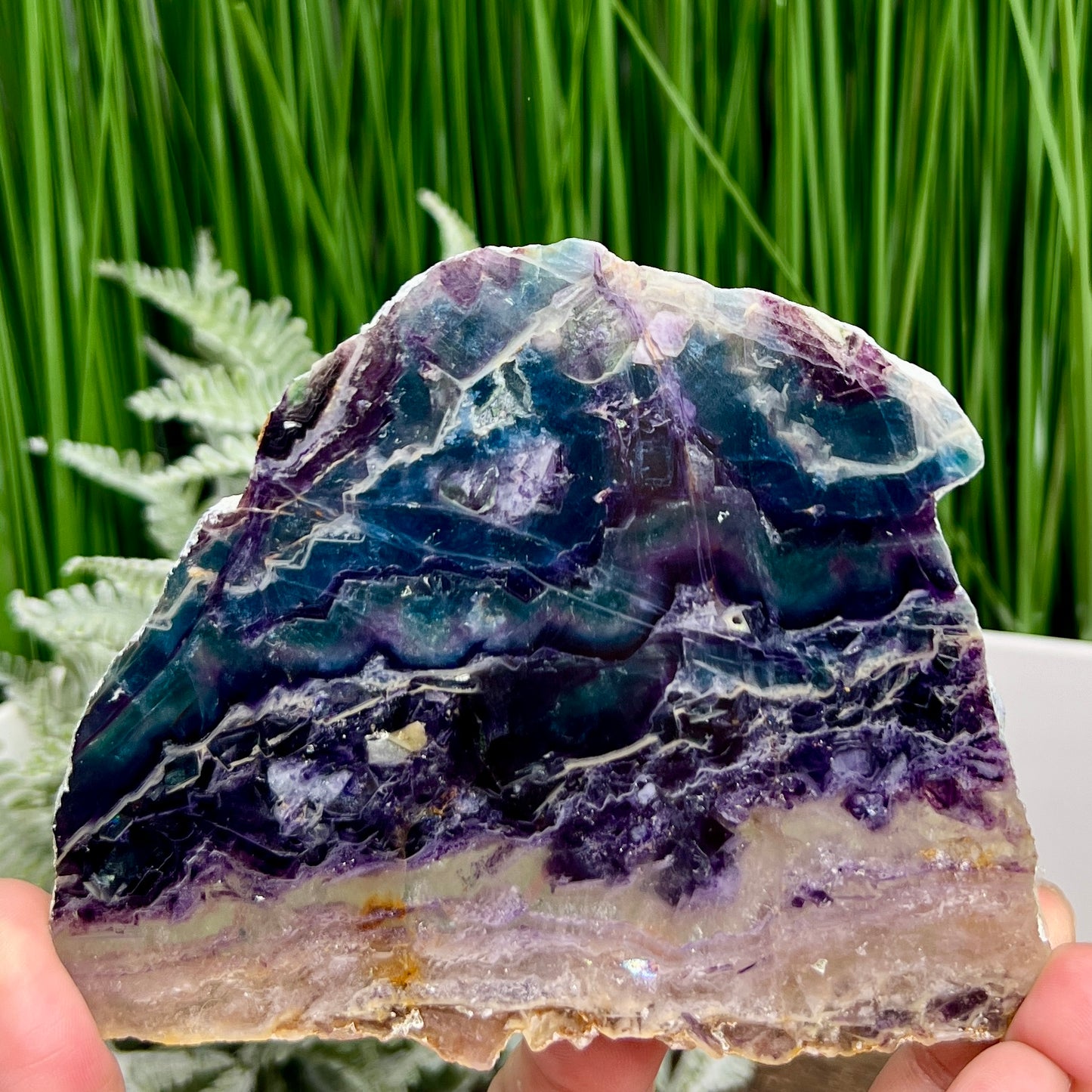 Rainbow Fluorite Slice Crystal Specimen Slab 222g