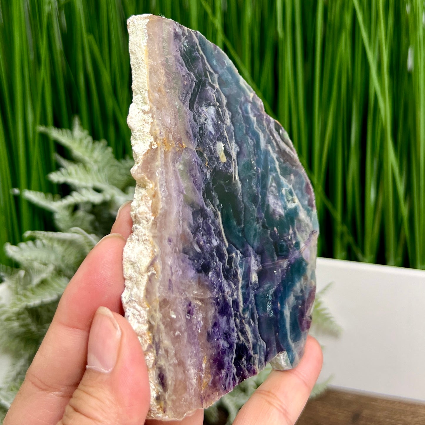 Rainbow Fluorite Slice Crystal Specimen Slab 222g