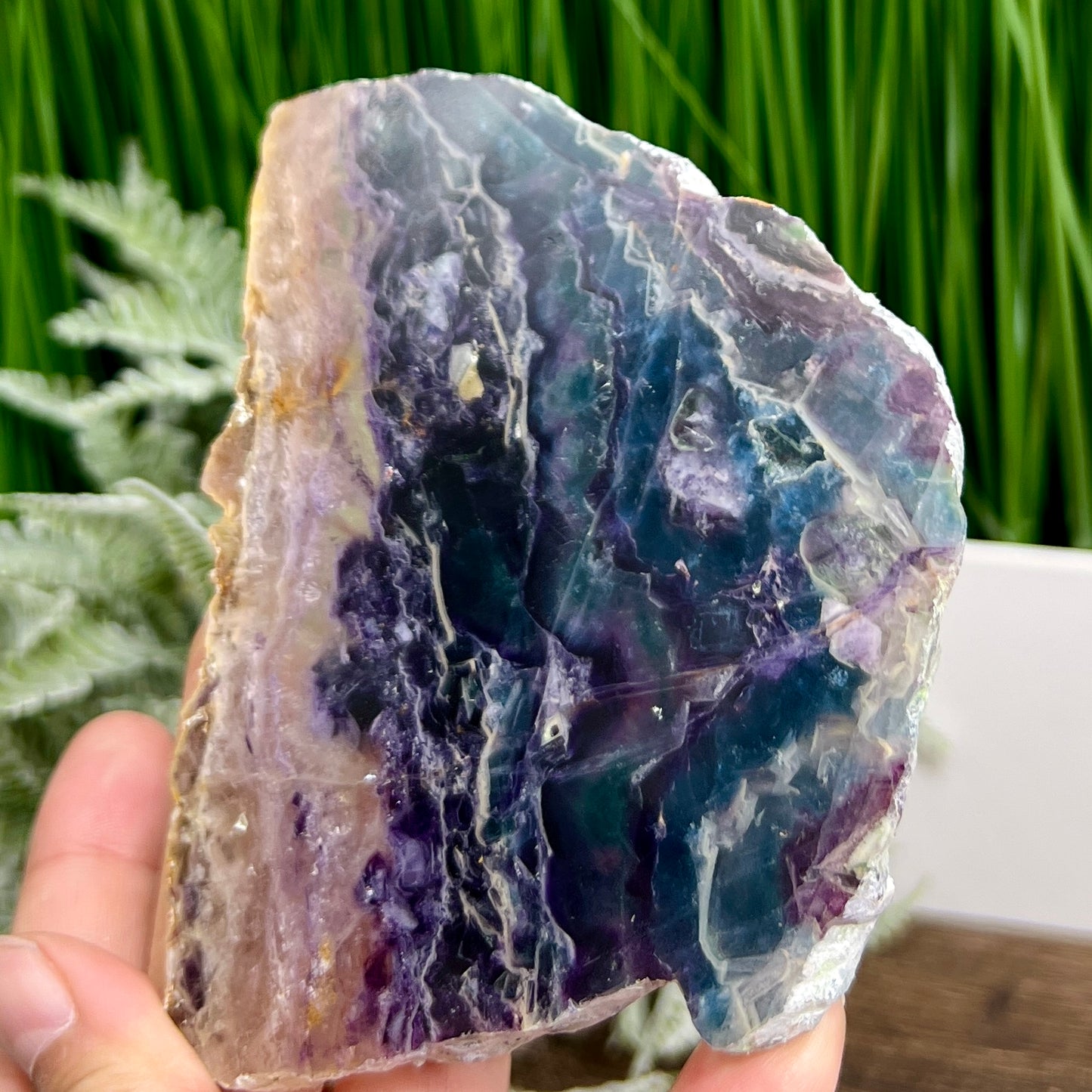 Rainbow Fluorite Slice Crystal Specimen Slab 222g