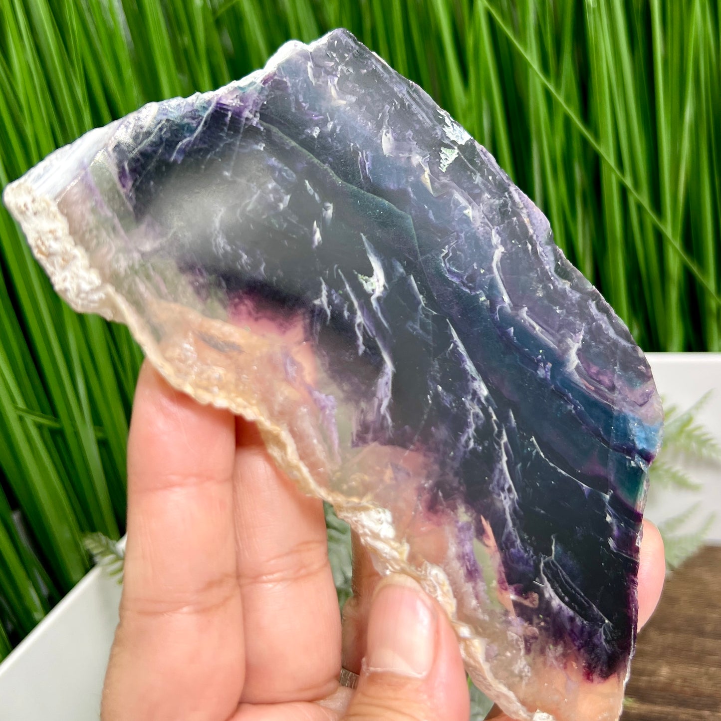 Rainbow Fluorite Slice Crystal Specimen Slab 284g