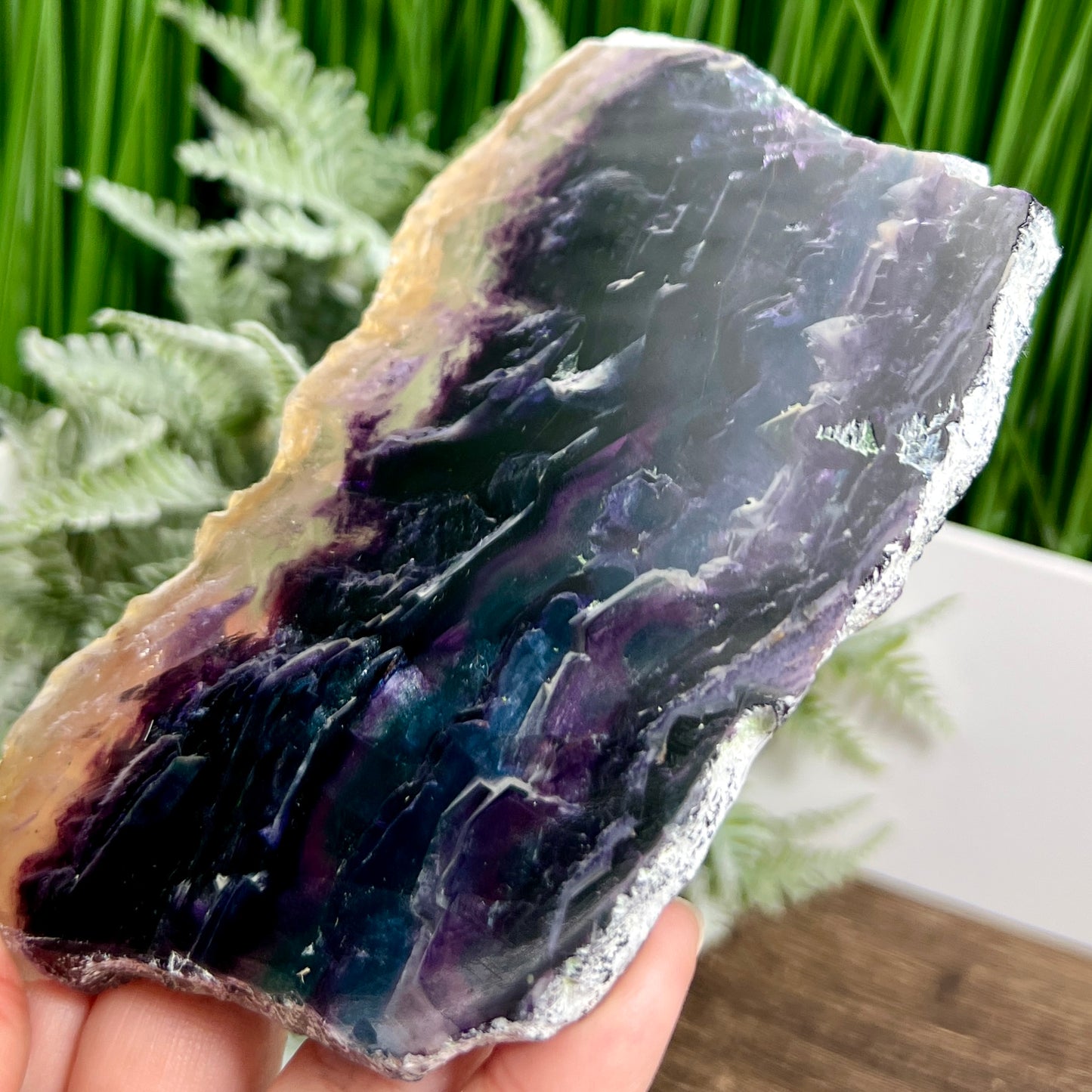 Rainbow Fluorite Slice Crystal Specimen Slab 284g