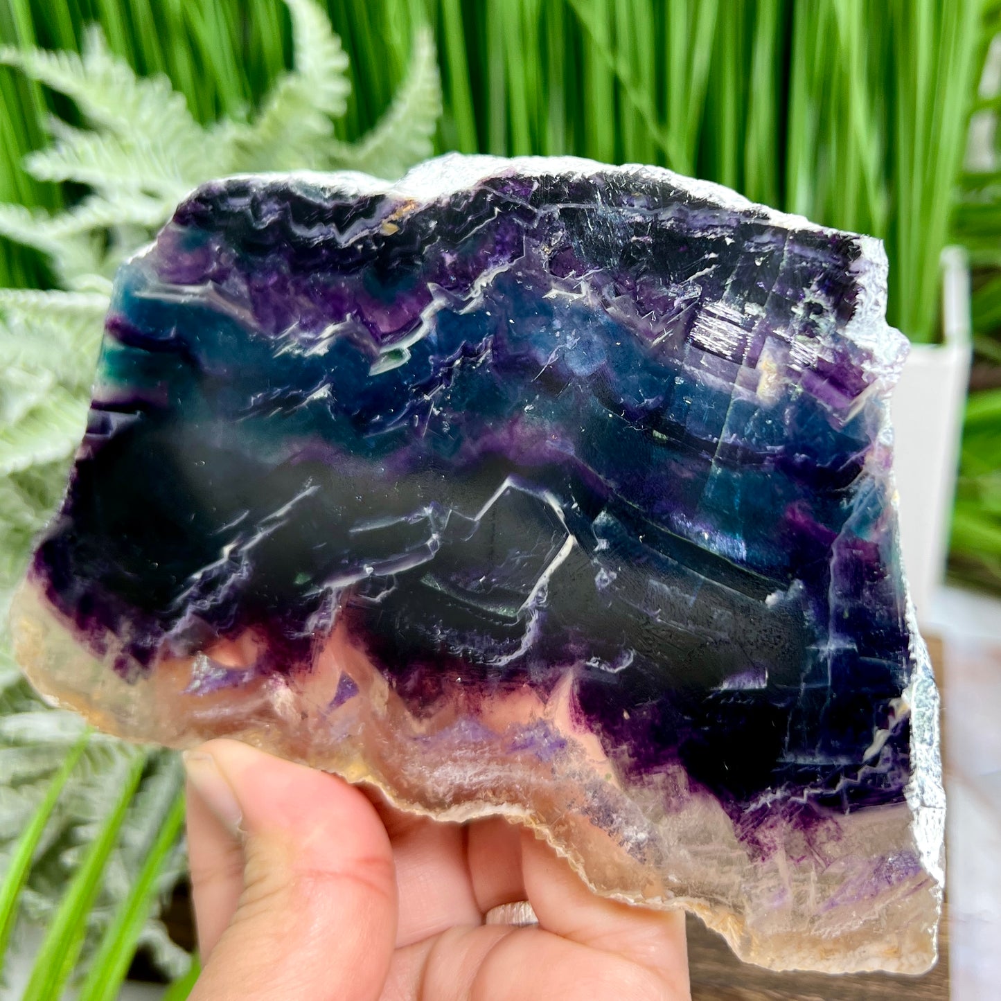 Rainbow Fluorite Slice Crystal Specimen Slab 284g