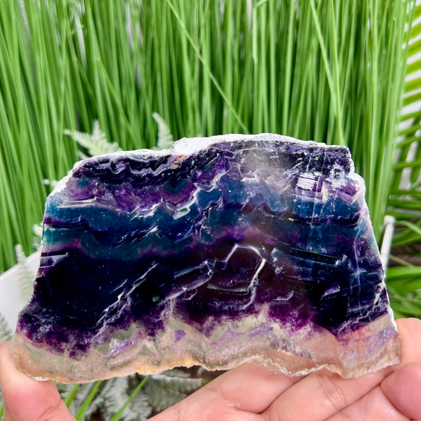 Rainbow Fluorite Slice Crystal Specimen Slab 284g