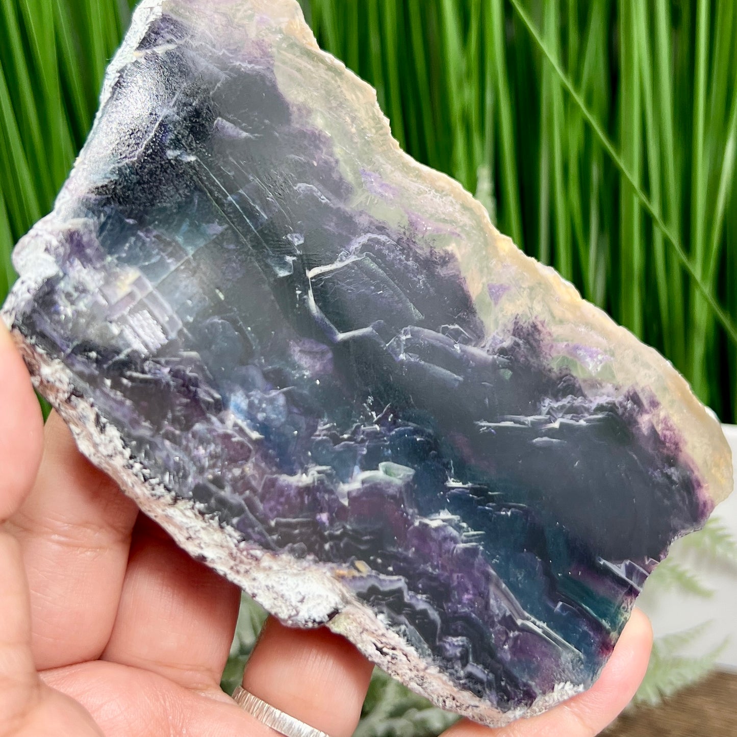 Rainbow Fluorite Slice Crystal Specimen Slab 284g