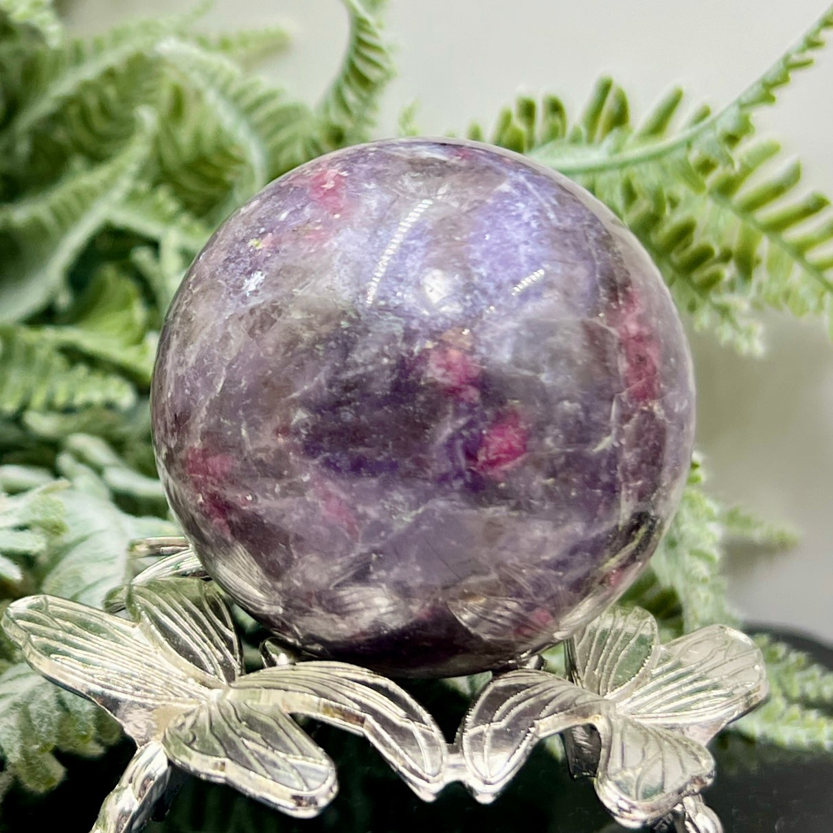 Pegmatite Unicorn Stone Mica Tourmaline Quartz Sphere Crystal Ball 210g 53mm